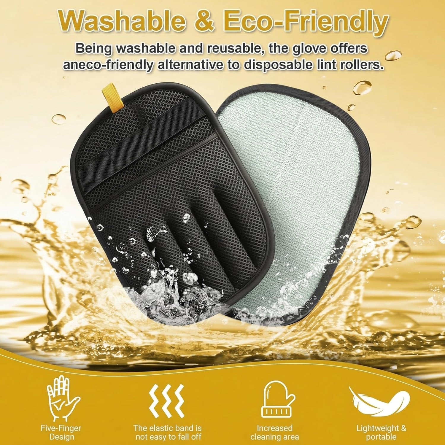 Pet Hair Remover Glove for Furniture, Electrostatic Dog & Cat Hair Removal Mitt, Reusable Pet Fur Remover for Couch, Carpet, Bedding, Clothes, Easy Cleaning Tool for Dog Hair and Cat Fur