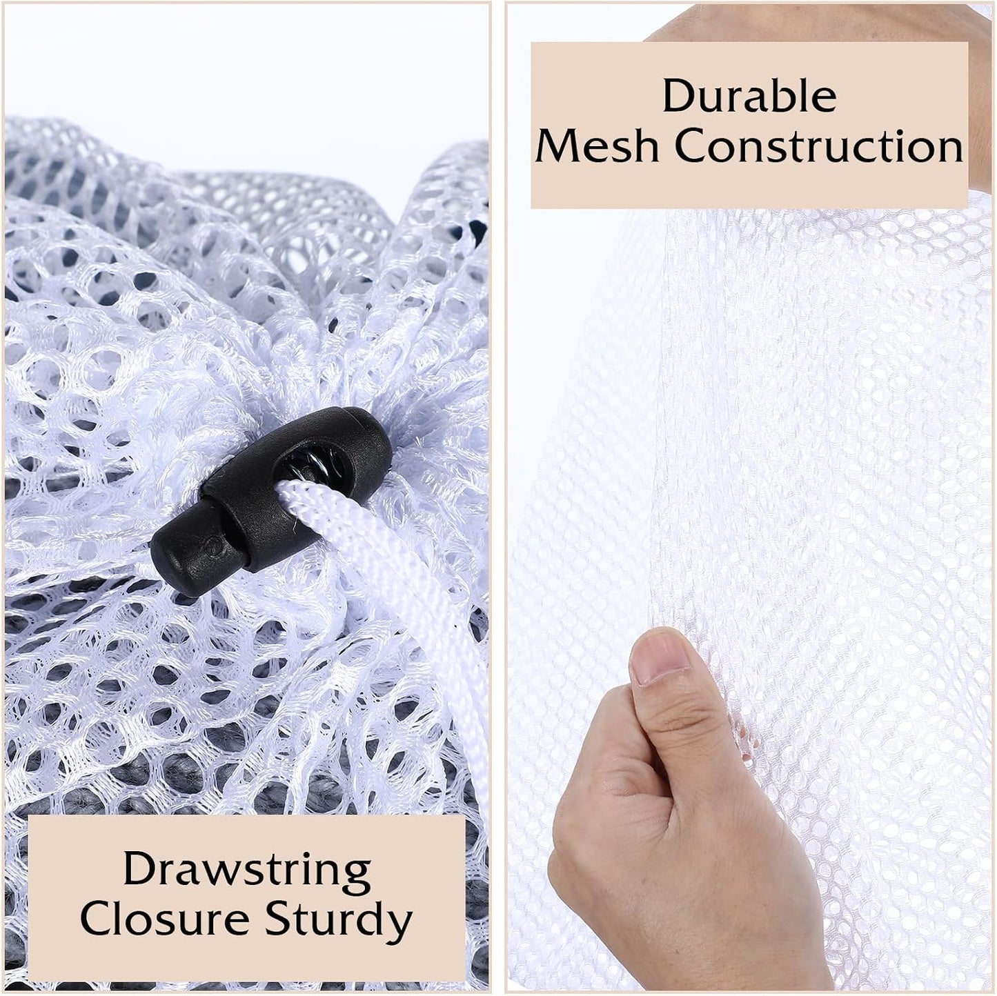 Mesh Laundry Bags, Laundry Bag for Delicates with Drawstring Closure Mesh Wash Bags for Lingerie Delicates Bra Underwear Pants Shoes Socks(2Pcs, M+S)