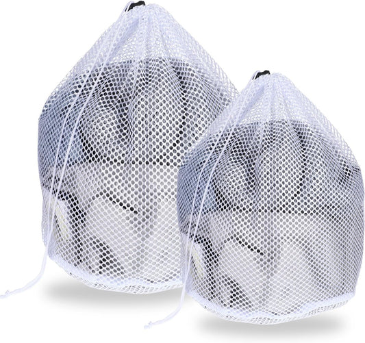 Mesh Laundry Bags, Laundry Bag for Delicates with Drawstring Closure Mesh Wash Bags for Lingerie Delicates Bra Underwear Pants Shoes Socks(2Pcs, M+S)