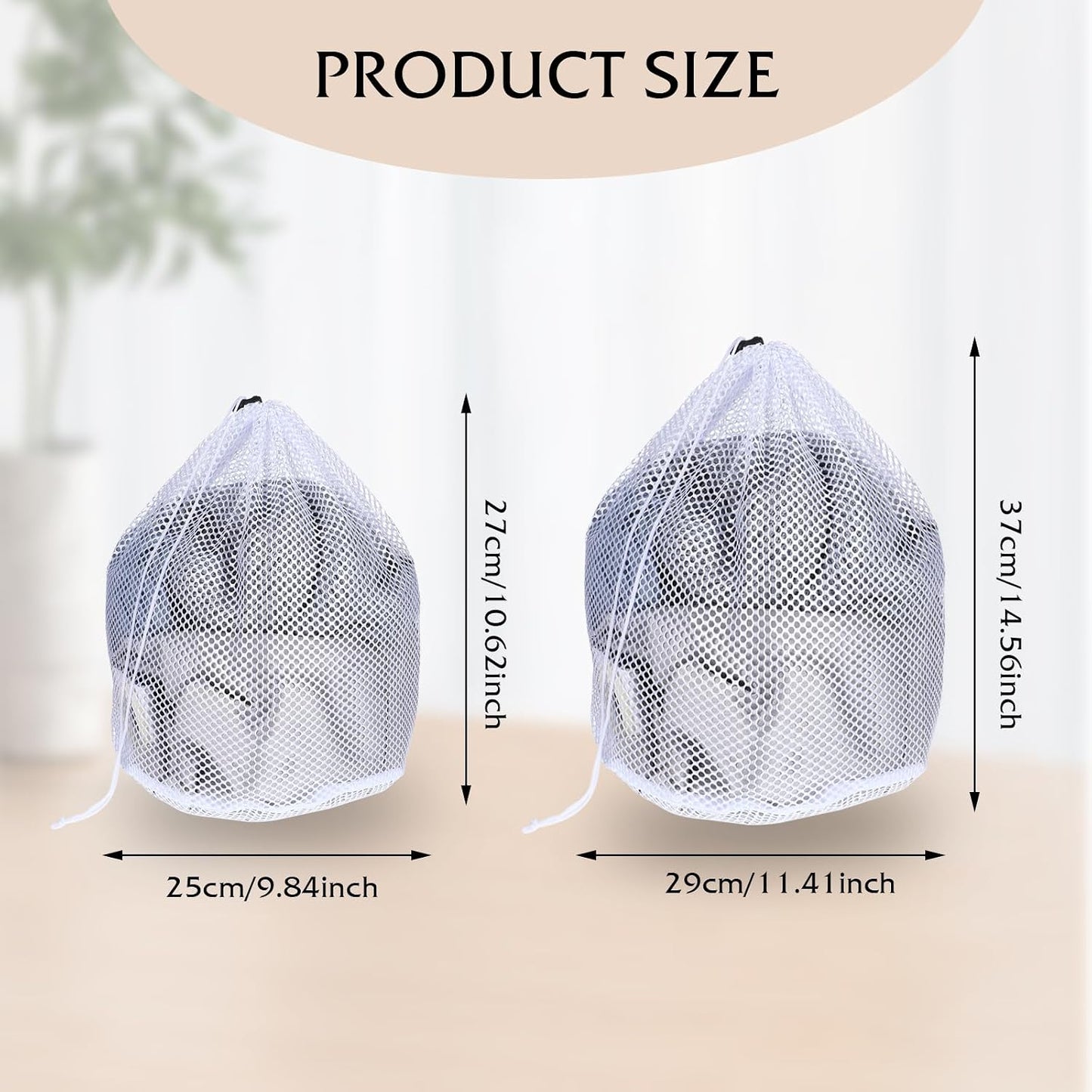 Mesh Laundry Bags, Laundry Bag for Delicates with Drawstring Closure Mesh Wash Bags for Lingerie Delicates Bra Underwear Pants Shoes Socks(2Pcs, M+S)